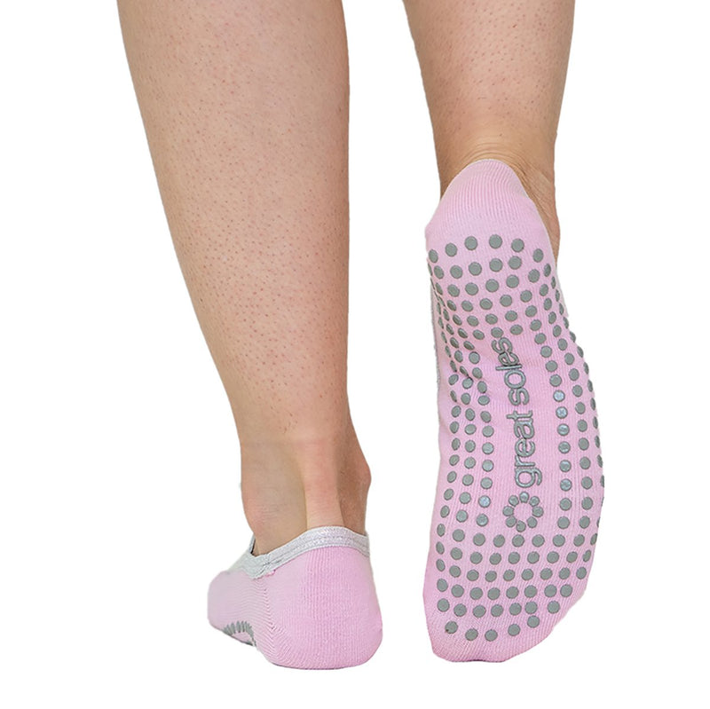 great soles jules ballet grip sock light pink silver
