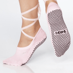 lace up grip socks by shashi pink