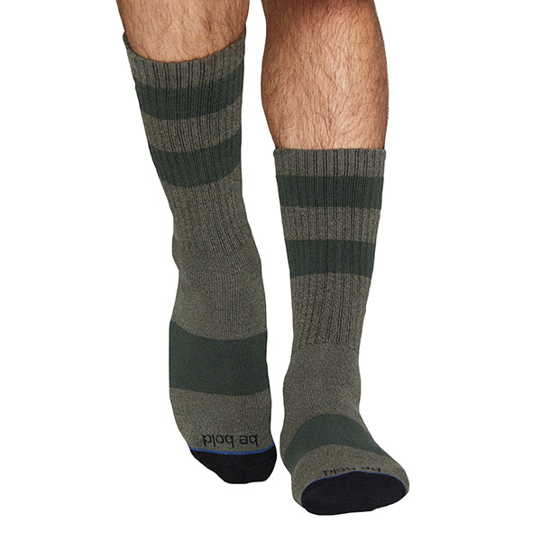 Mens Be Bold - Forest Crew Grip Socks (Barre / Pilates)