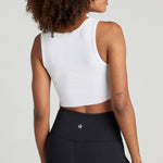 strut this Jetset cropped tank in white ribbed fabric 