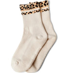 club martyn new crew black and cream leopard grip socks