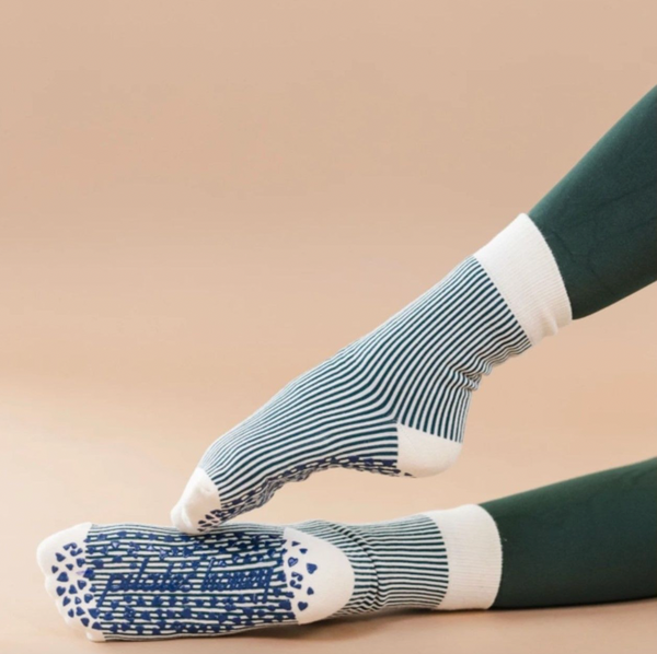 Pilates Honey Full Pinstripe Crew Grip Socks