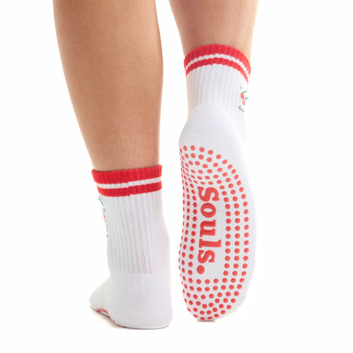 White socks with red accents and 'Souls' branding on a white background