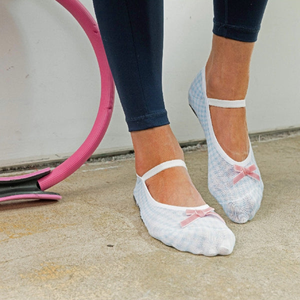 Arebesk Gingham Grip Sock Blue