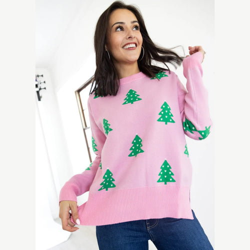 Beach Riot Calli Sweater Pink Christmas