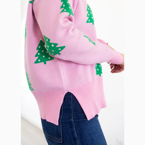 Beach Riot Calli Sweater Pink Christmas