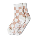 Club Martyn Checkered Crew Beige Grip Socks