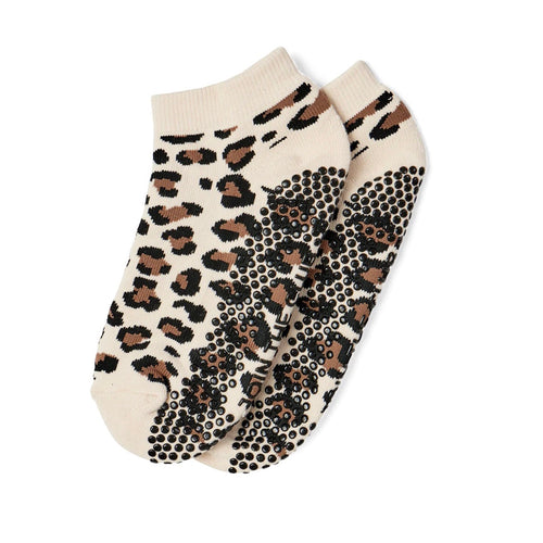 Club Martyn classic ankle beige leopard grip socks