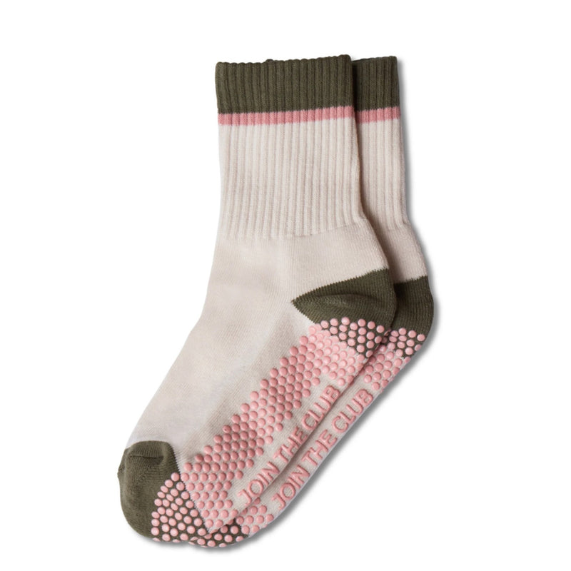 Club Martyn Classic Crew  Khaki/Pink Grip Socks