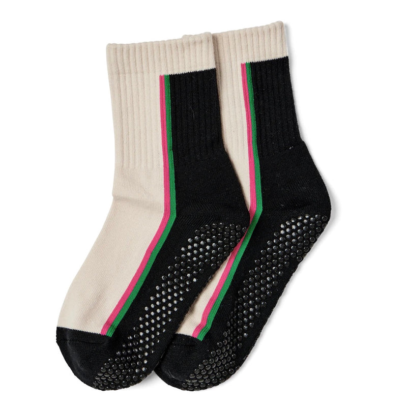 Club Martyn double stripe crew black grip socks