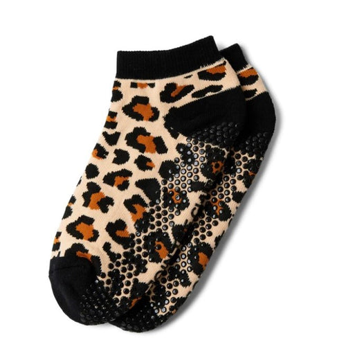 Club Martyn Grip Sock Classic Ankle Black LeopardClub Martyn classic ankle beige leopard grip socks