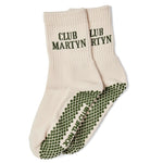 Club Martyn signature crew logo cream khaki grip socks