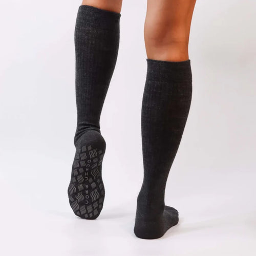 Core Chaud Knee High Grip Socks Heather Black witth Charcoal Grips 