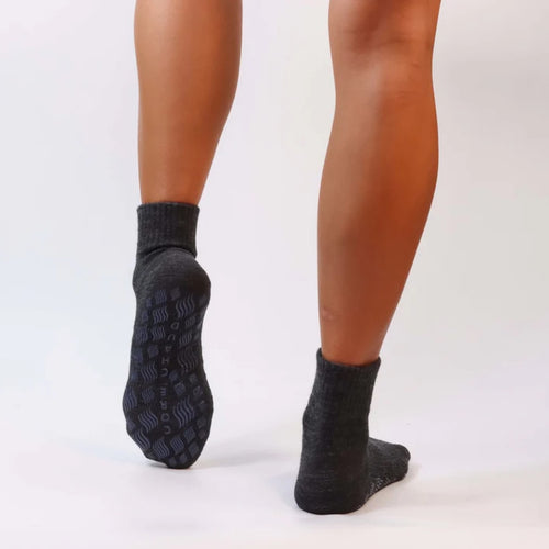 Core Chaud Quarter Heather Black With Indigo Grips Grip Socks 