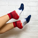 Greer Boyfriend Tie Dyed Crew Grip Sock - Liberty (Barre / Pilates)