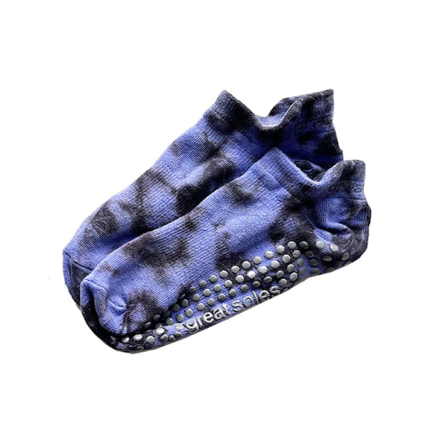 great soles lilac shibori print grip socks