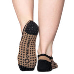 Great Soles Lulu Leopard Ballet Grip Sock Tan & Black 