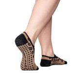 Great Soles Lulu Leopard Ballet Grip Sock Tan & Black 