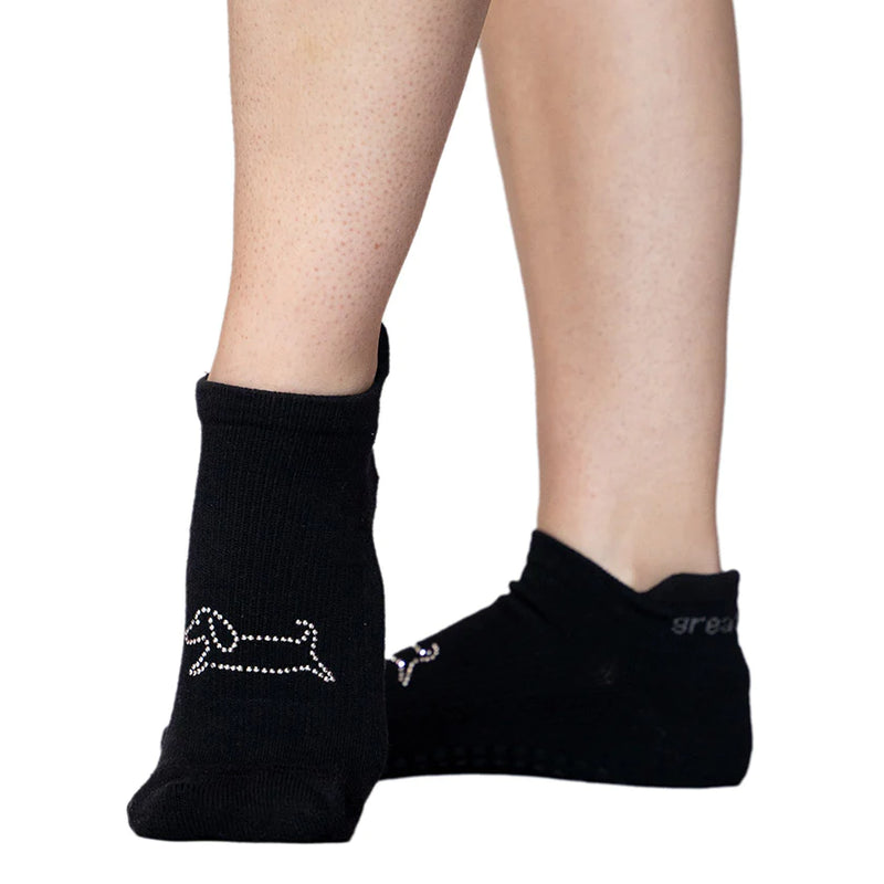 great soles tab back Riley girl socks black dog studs