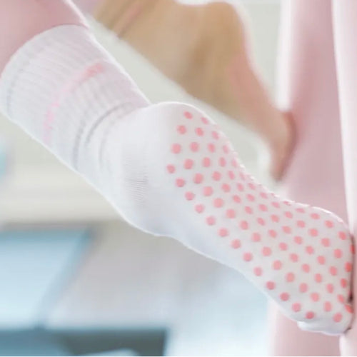 honey core grip socks white pink