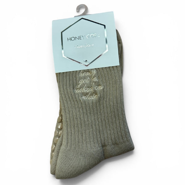 Honey Core Honey Got Me Hooked On Pilates Grip Socks