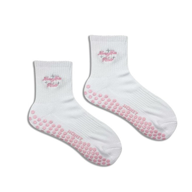 honey core pilates grip socks pink