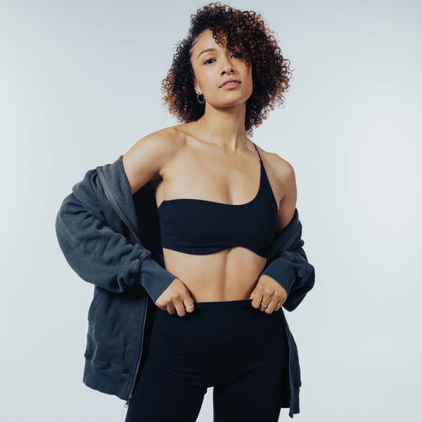 joah brown oversized zip hoodie washed black