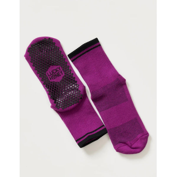 lucky honey Koda eggplant grip socks 
