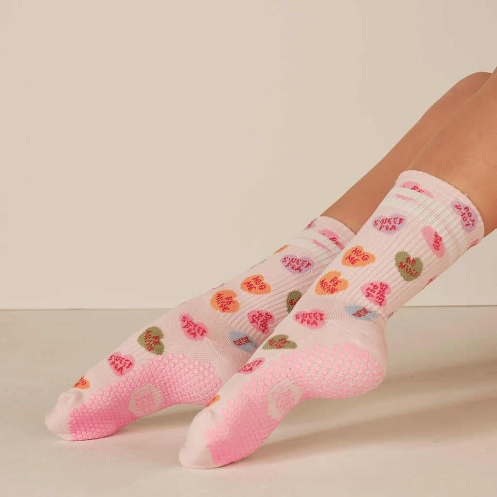 Candy Hearts Crew Grip Socks (Barre/Pilates) – SIMPLYWORKOUT