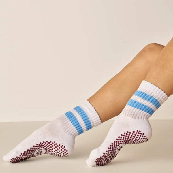Lucky Honey The Chunky Crew Grip Socks Blue Bordeaux 1