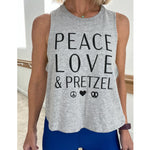 move and moxie peace love and pretzel crop tank gray