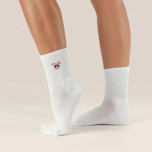 move active candy cane crew grip socks