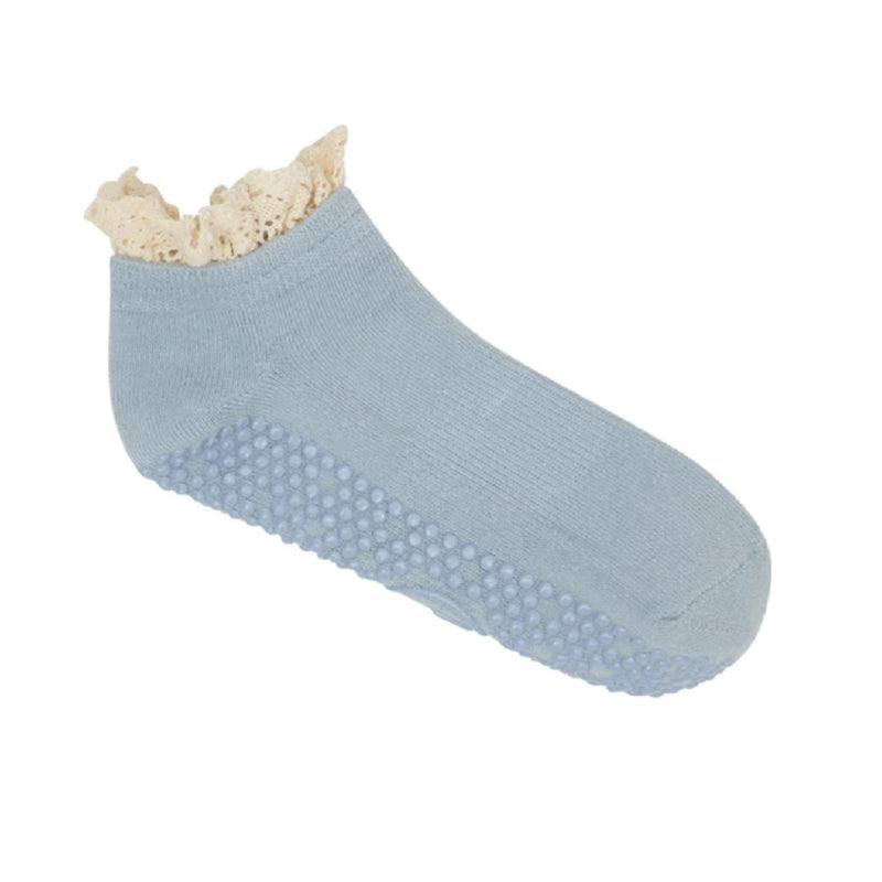 move active classic low rise boho ruffle blue grip socks