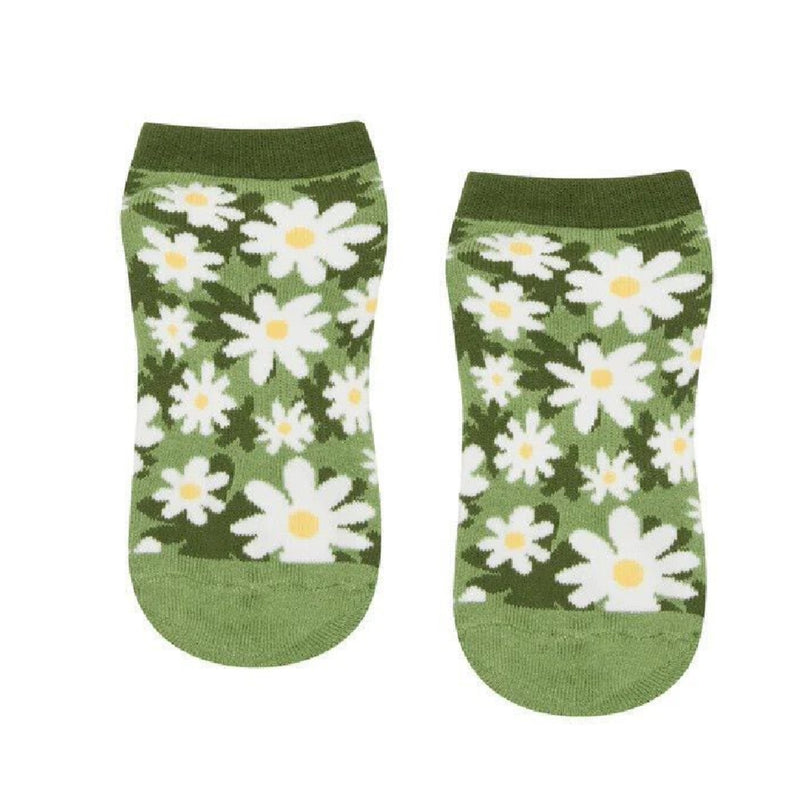 move active classic low rise daisy green grip socks
