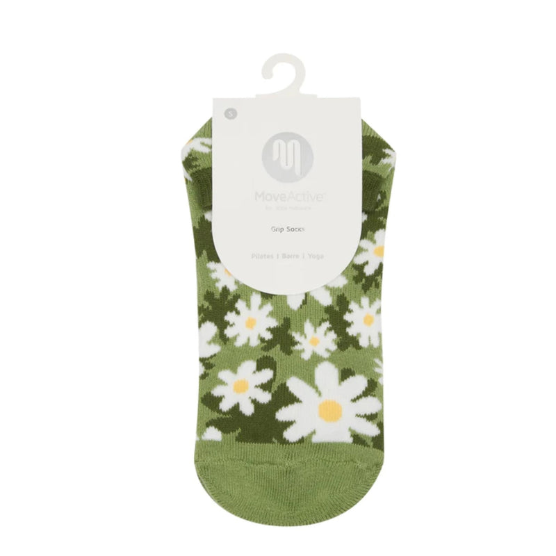 move active classic low rise daisy green grip socks