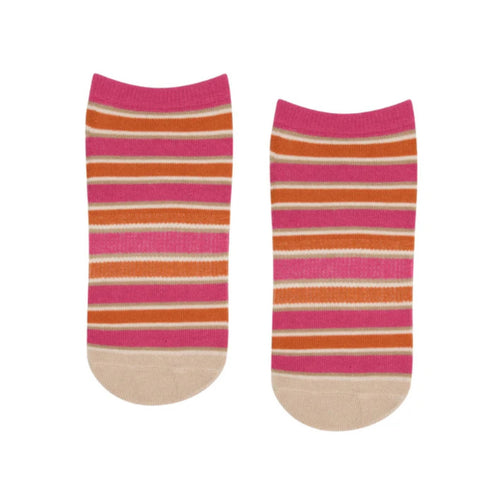 Move Active Classic Low Rise Grip Socks Pink & Orange Stripes