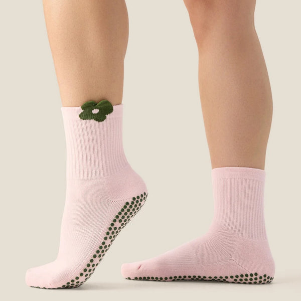 Move Active Crew Grip Socks Flower Patch Bush