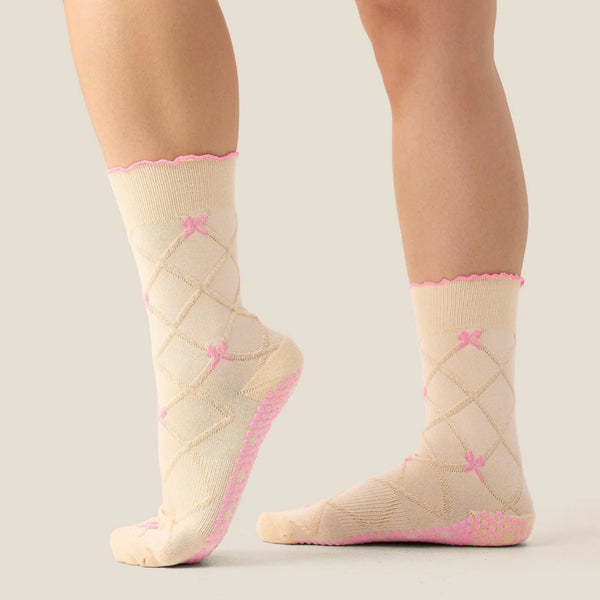 Move Active Crew Grip Socks Lattice Oat