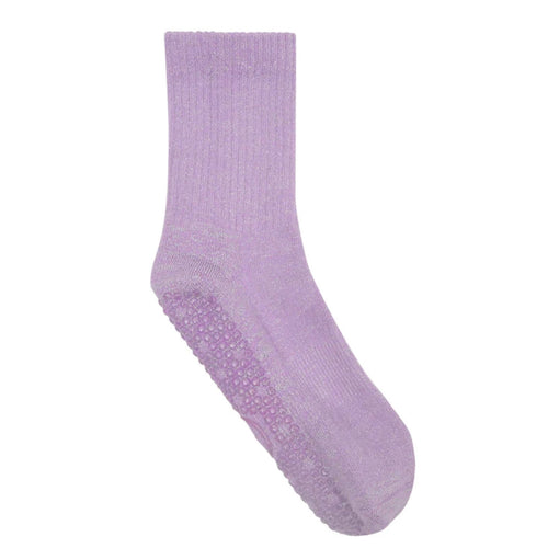MoveActive Crew Grip Socks - Ribbed Sparkle Purple