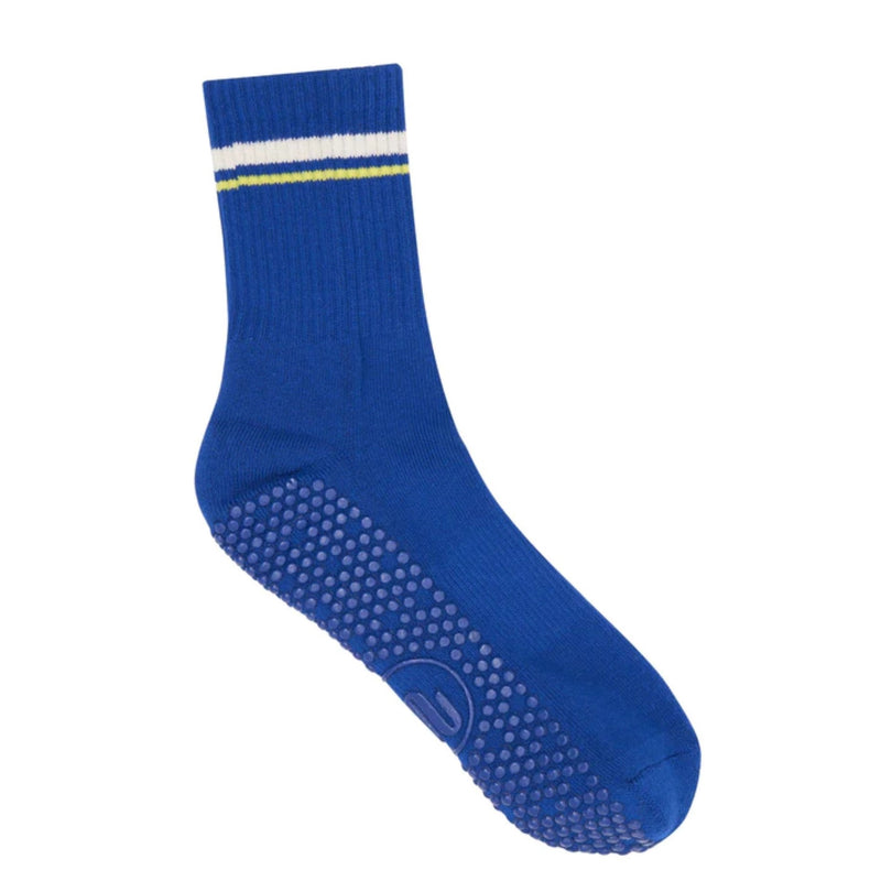 move active crew sporty stripe indigo grip socks