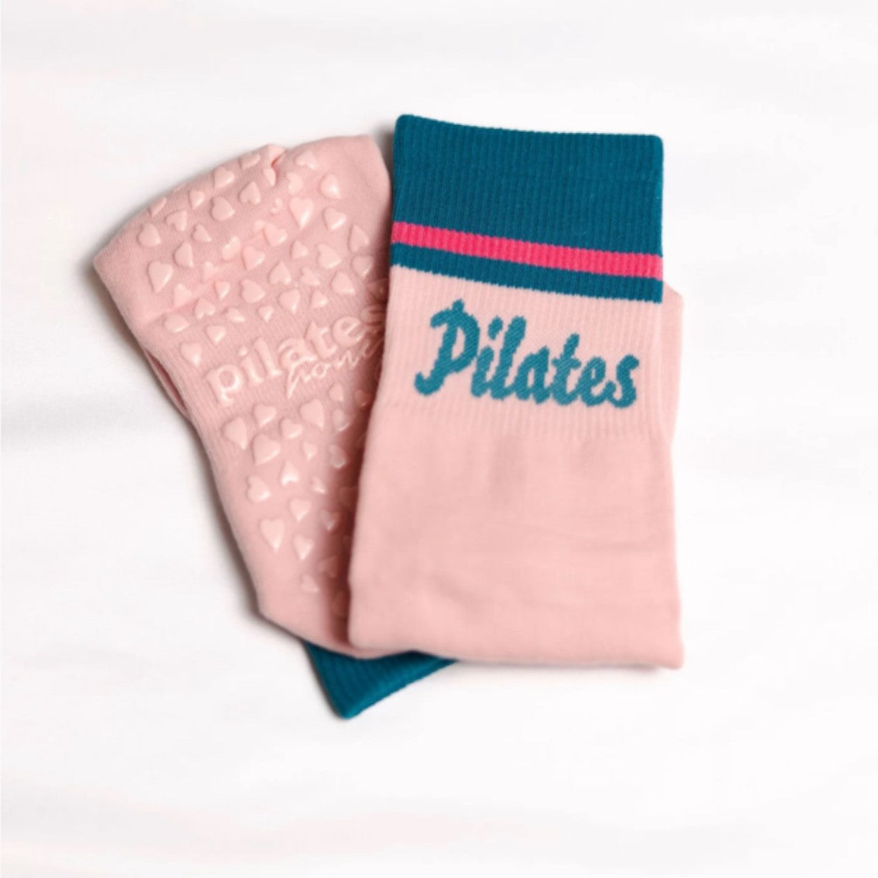 Bubblegum Pilates Crew Grip Socks (Barre Pilates) Blue/Pink S/M