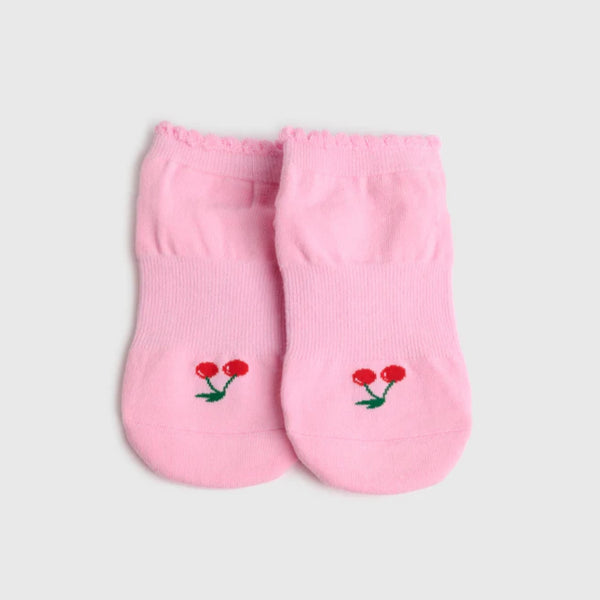 pointe studio cherry grip socks pink