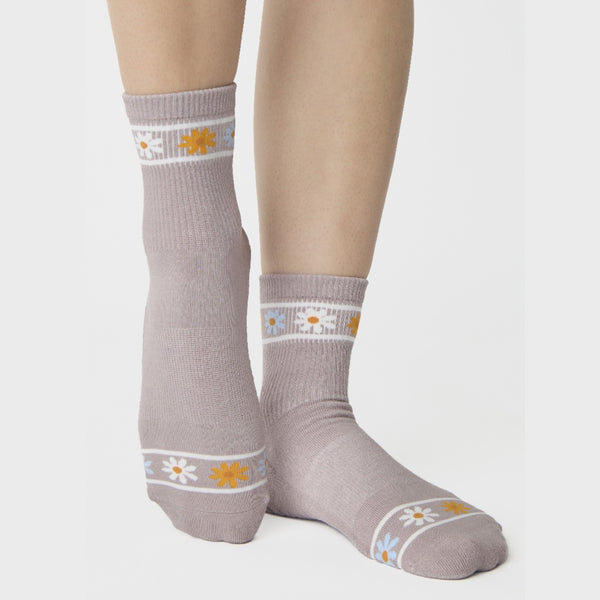 Pointe Studio Flower Crown Ankle Grip Socks Purple Haze