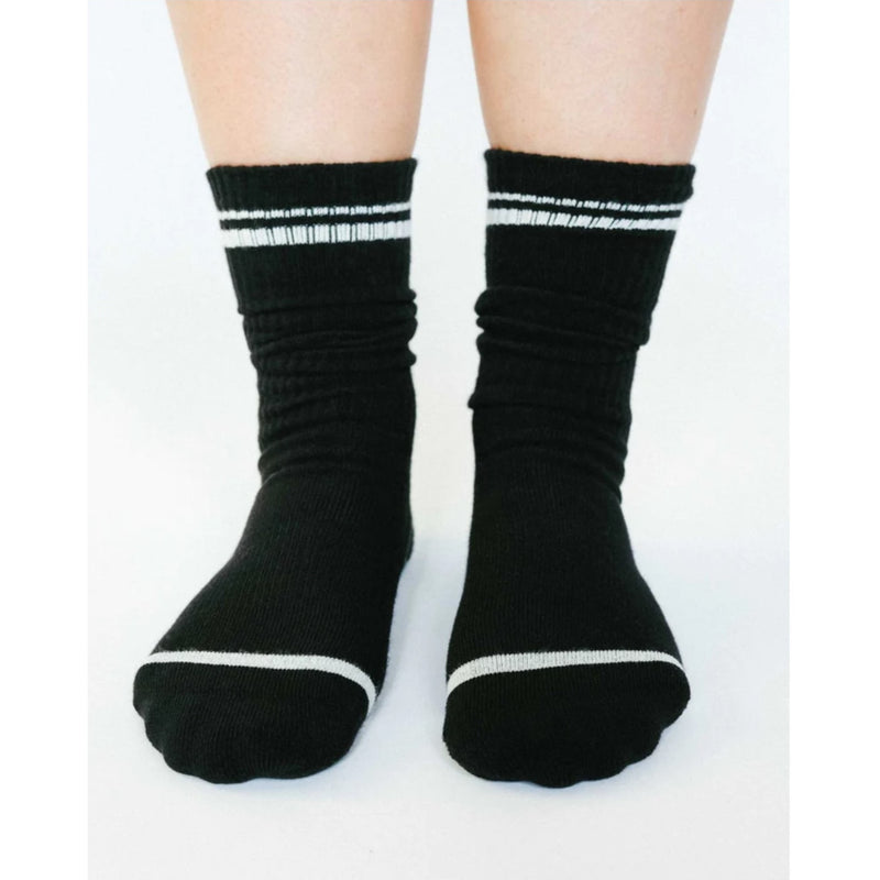 pointe studio varsity crew grip socks black white