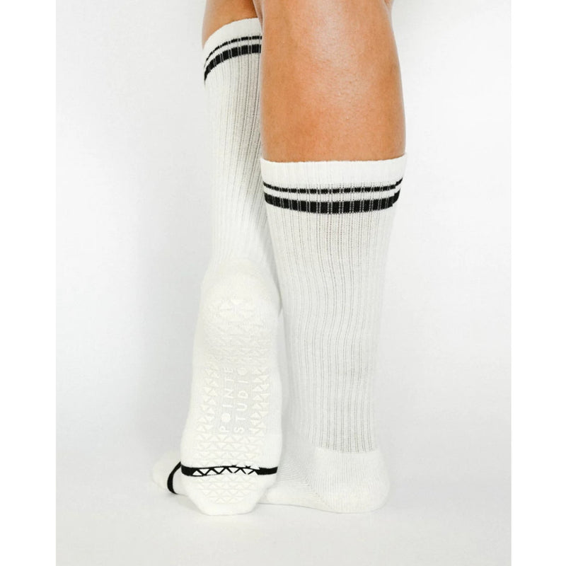 pointe studio varsity crew grip socks white