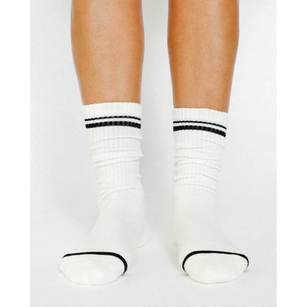 pointe studio varsity crew grip socks white
