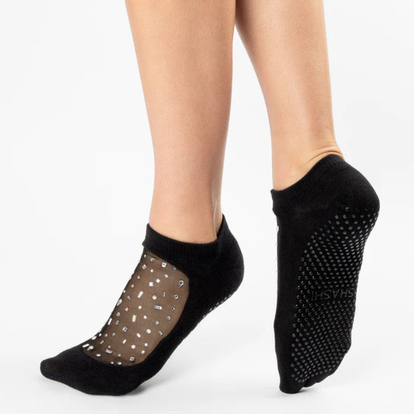 shashi diamond full foot black grip socks