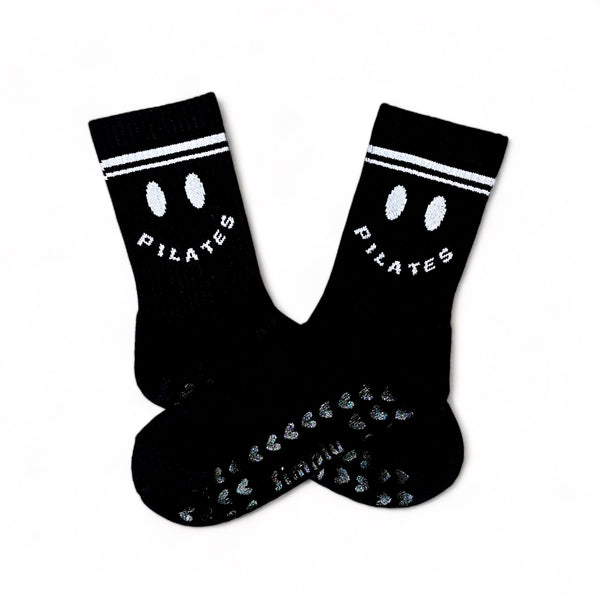 simply workout pilates happy crew grip socks blacksimply workout pilates happy crew grip socks black