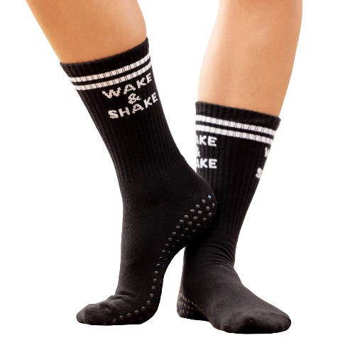 souls grip socks crew black wake and shake