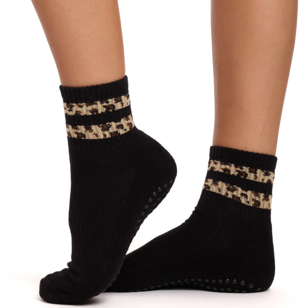 Souls La Cheetah Stripe Black Crew Grip Sock